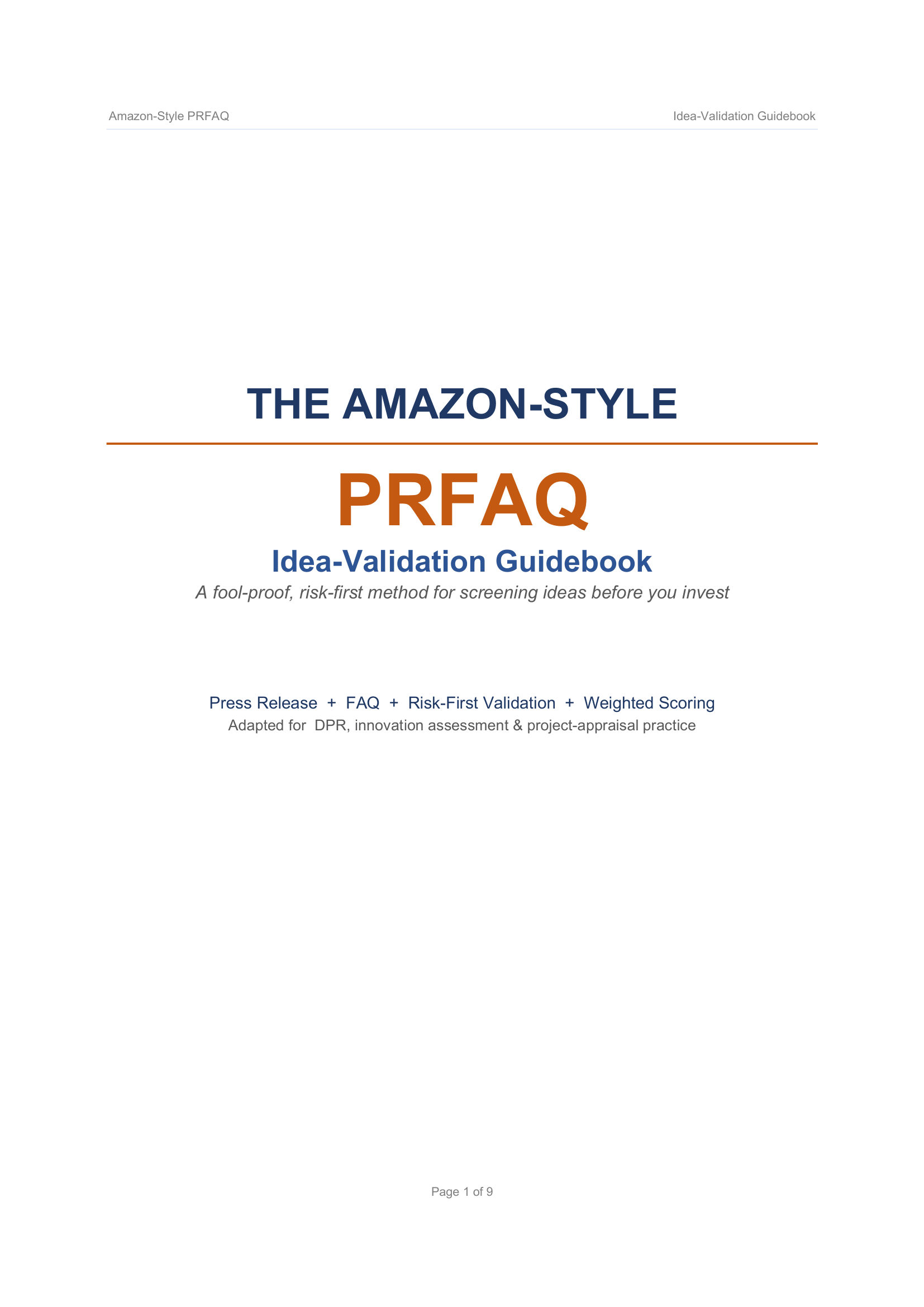 Amazon PRFAQ Guide - Free AI Guide Generator, 50+ Real Guide Examples