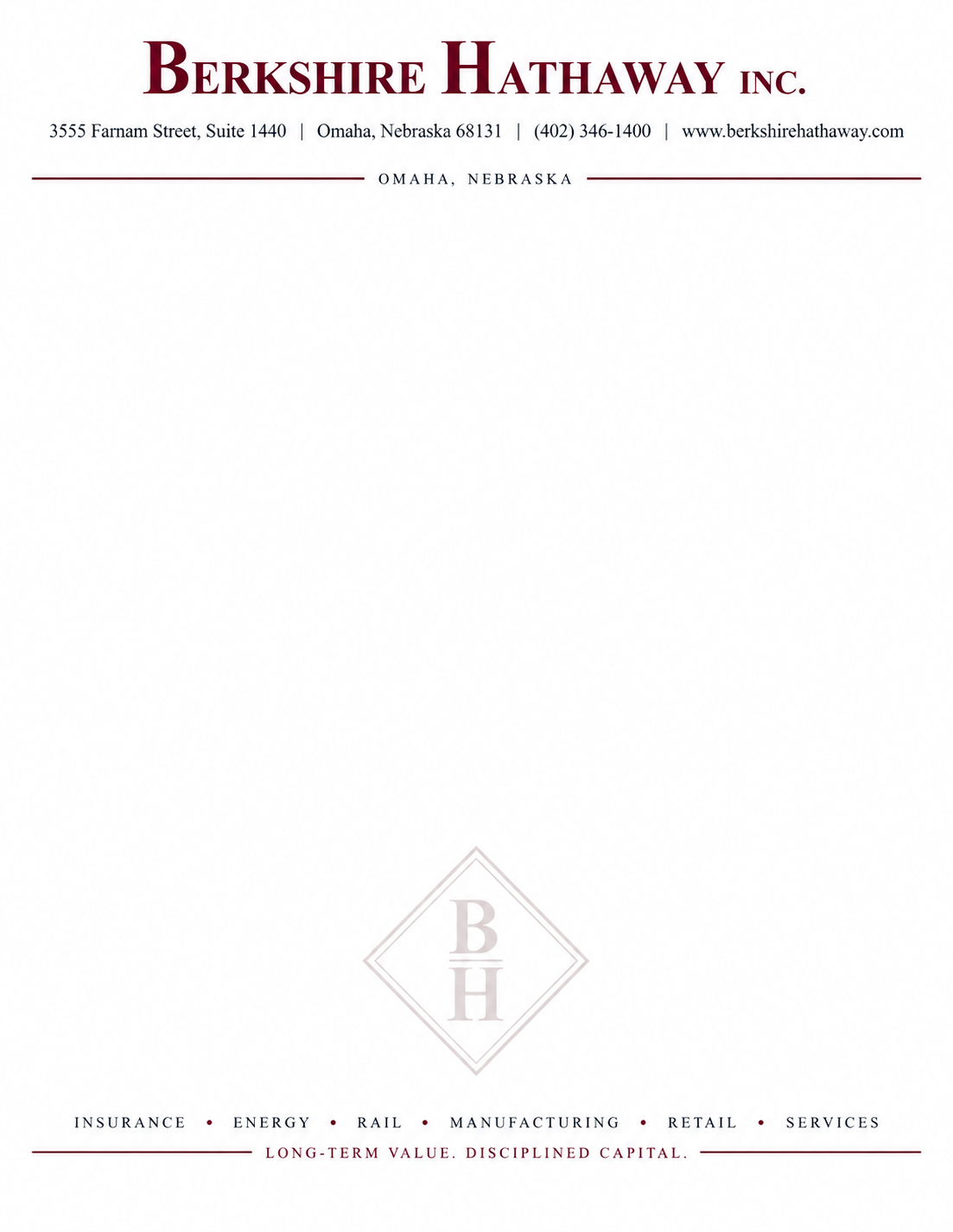Berkshire Hathaway Letterhead - Free AI Letterhead Generator, 50+ Real Letterhead Examples