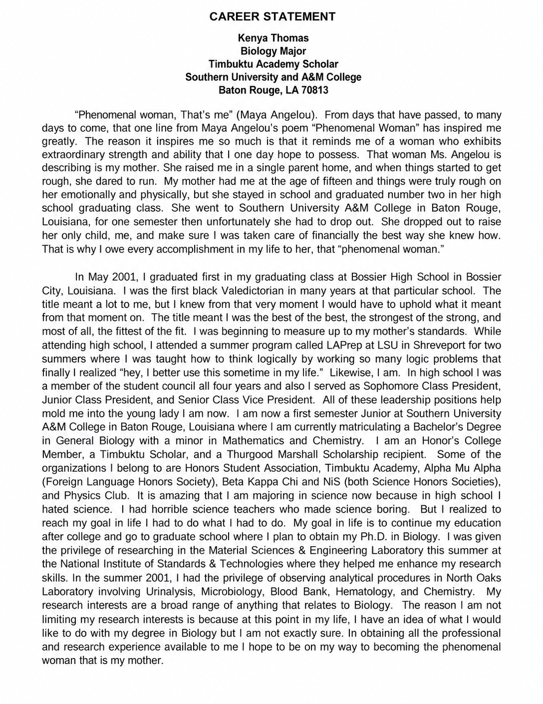 Biology Career Statement - Free AI Statement Generator, 50+ Real Statement Examples