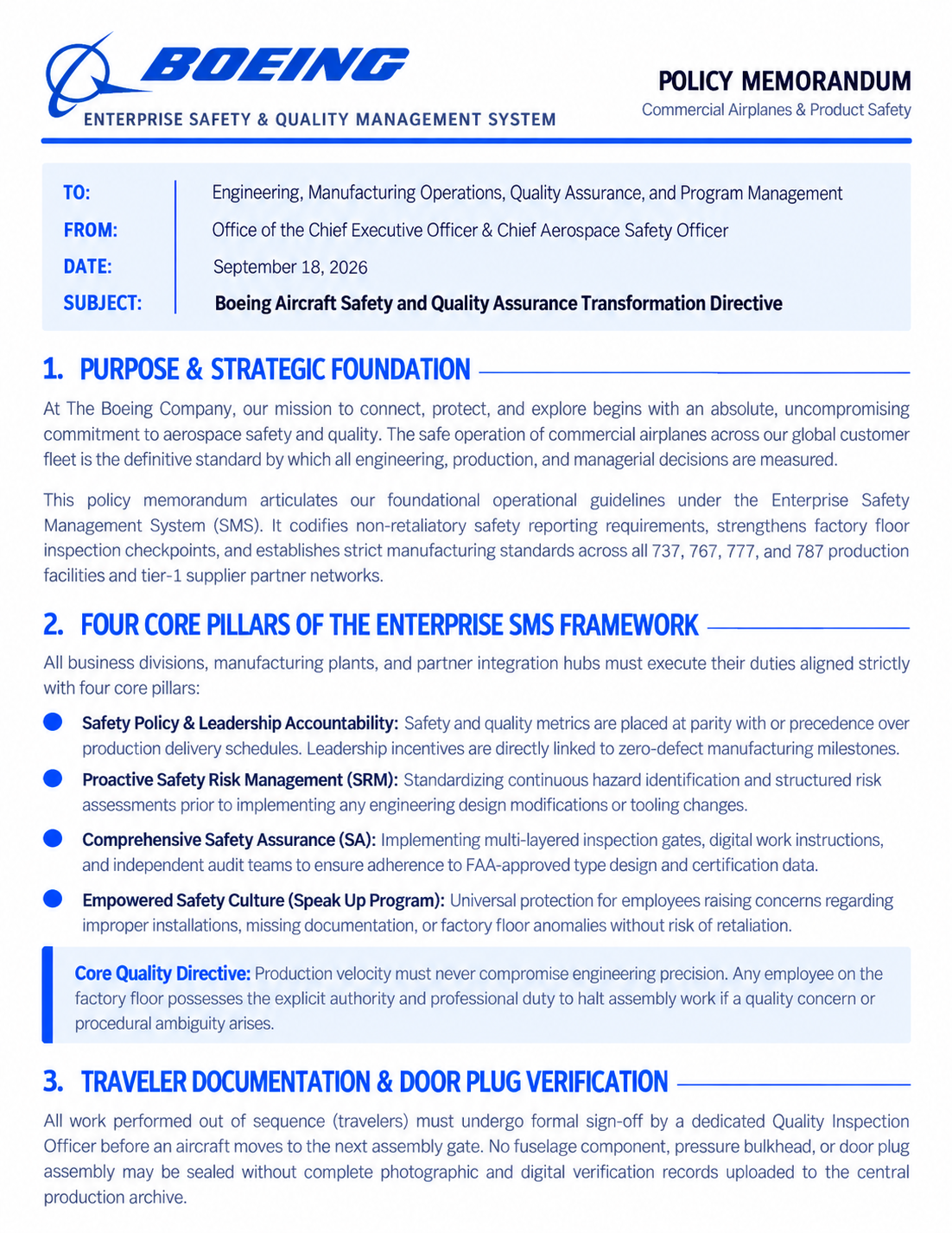 Boeing Aircraft Safety Memo - Free AI Memo Generator, 50+ Real Memo Examples