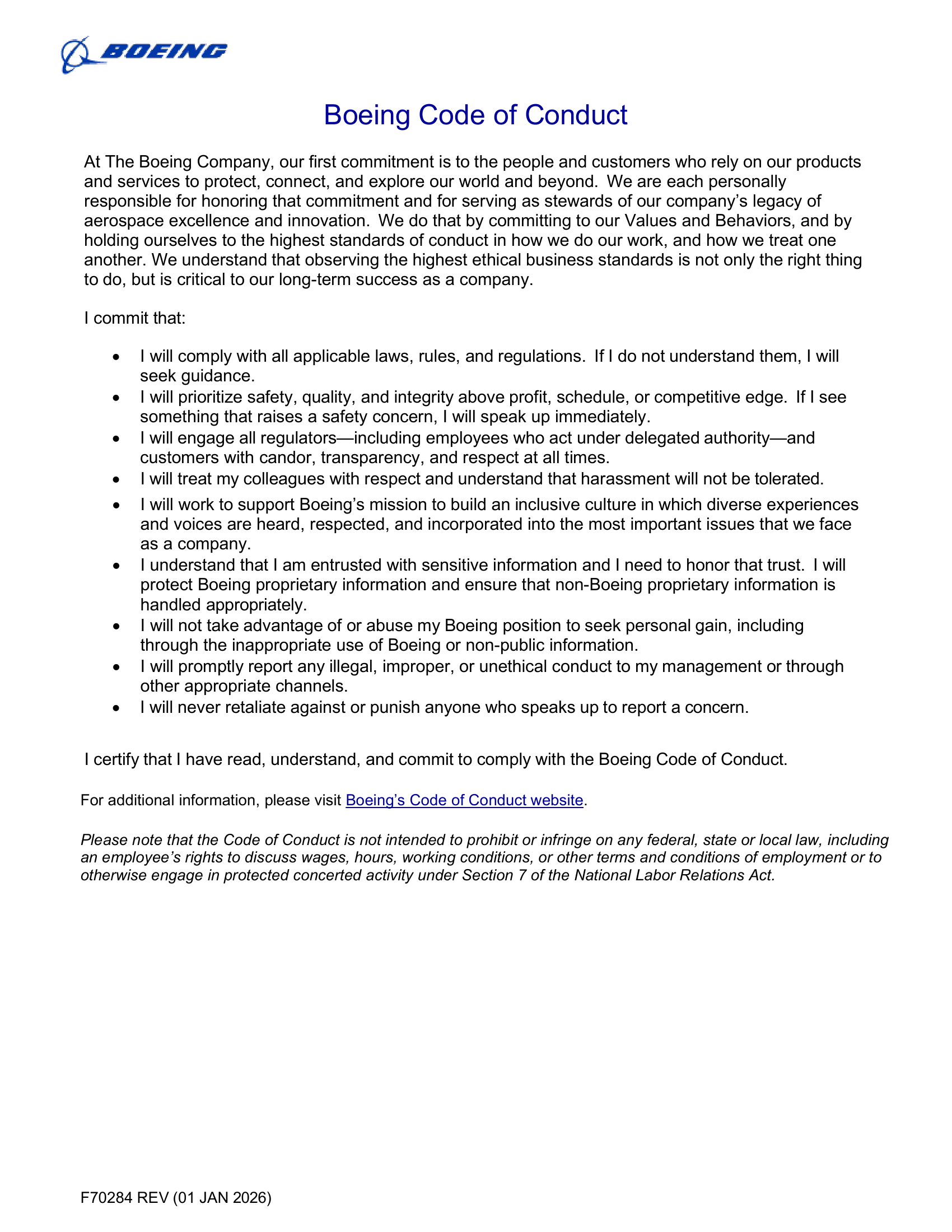 Boeing Company Code of Conduct Handbook - Free AI Handbook Generator, 50+ Real Handbook Examples