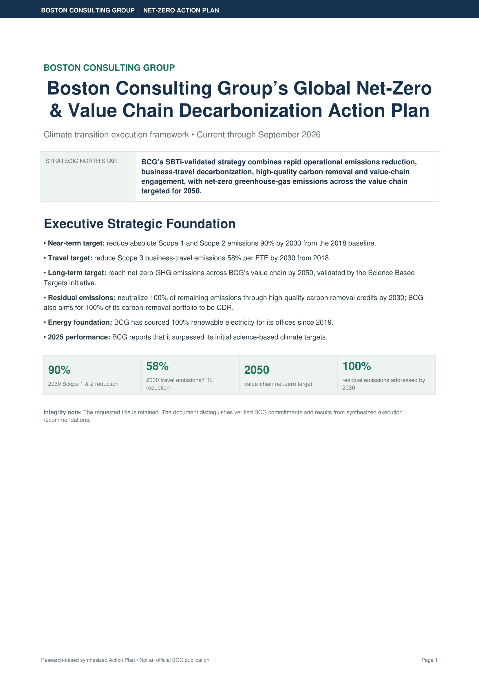 Boston Consulting Group’s Global Net-Zero & Value Chain Decarbonization Action Plan - Free AI Action Plan Generator, 50+ Real Action Plan Examples