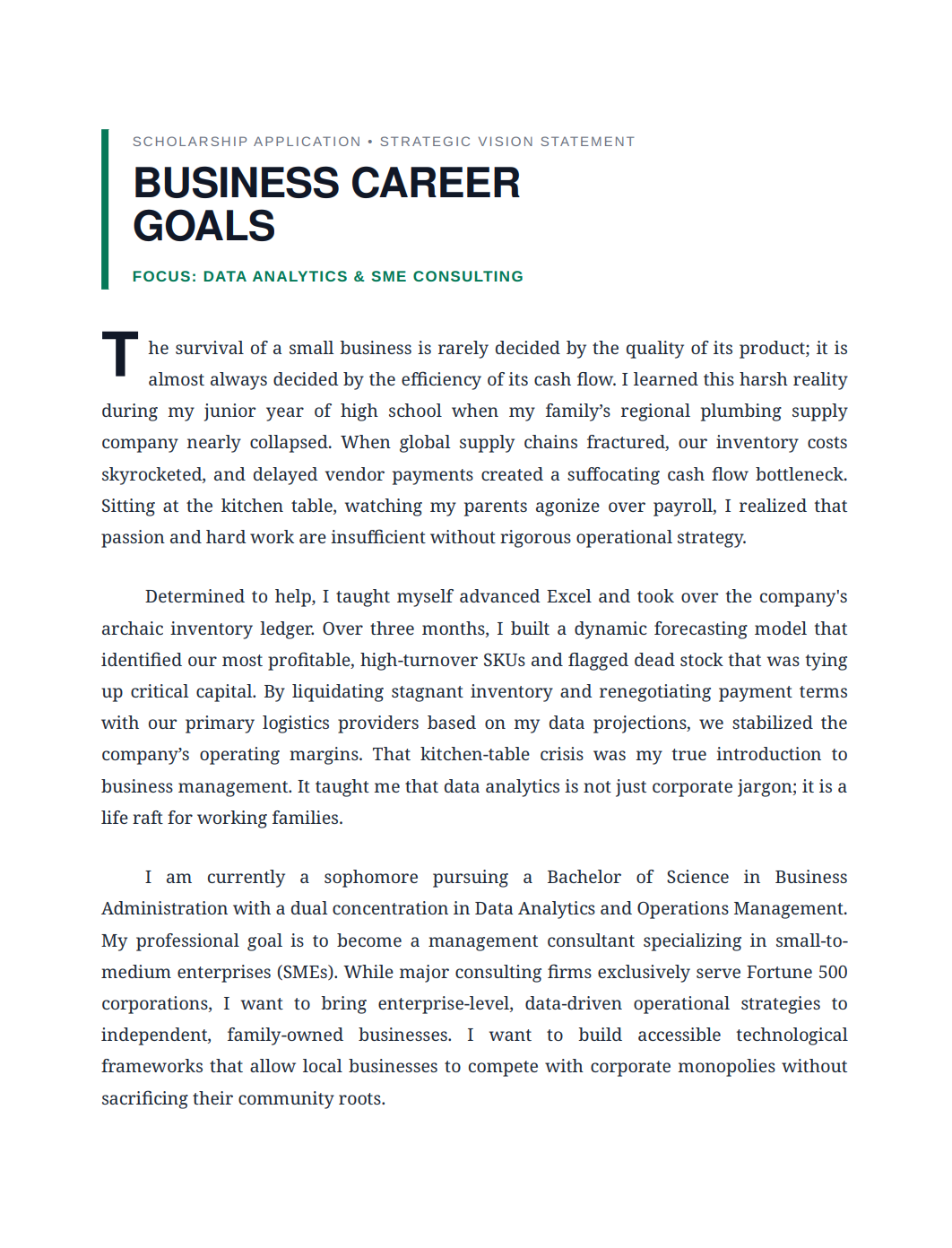 Business Career Goals Scholarship Essay - Free AI Scholarship Essay Generator, 50+ Real Scholarship Essay Examples