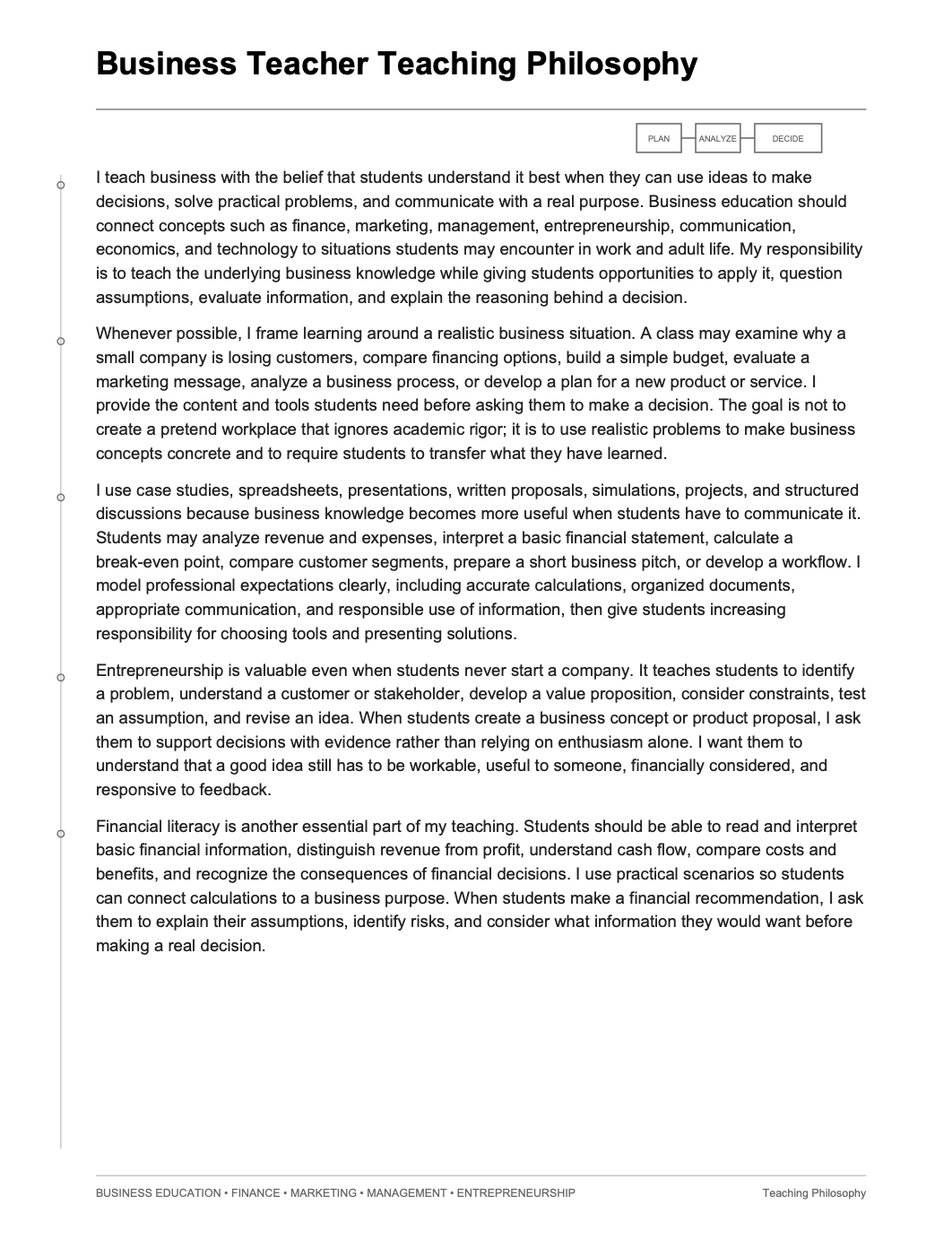 Business Teacher Teaching Philosophy - AI Teaching Philosophy Generator, 50+ Real Teaching Philosophy Examples