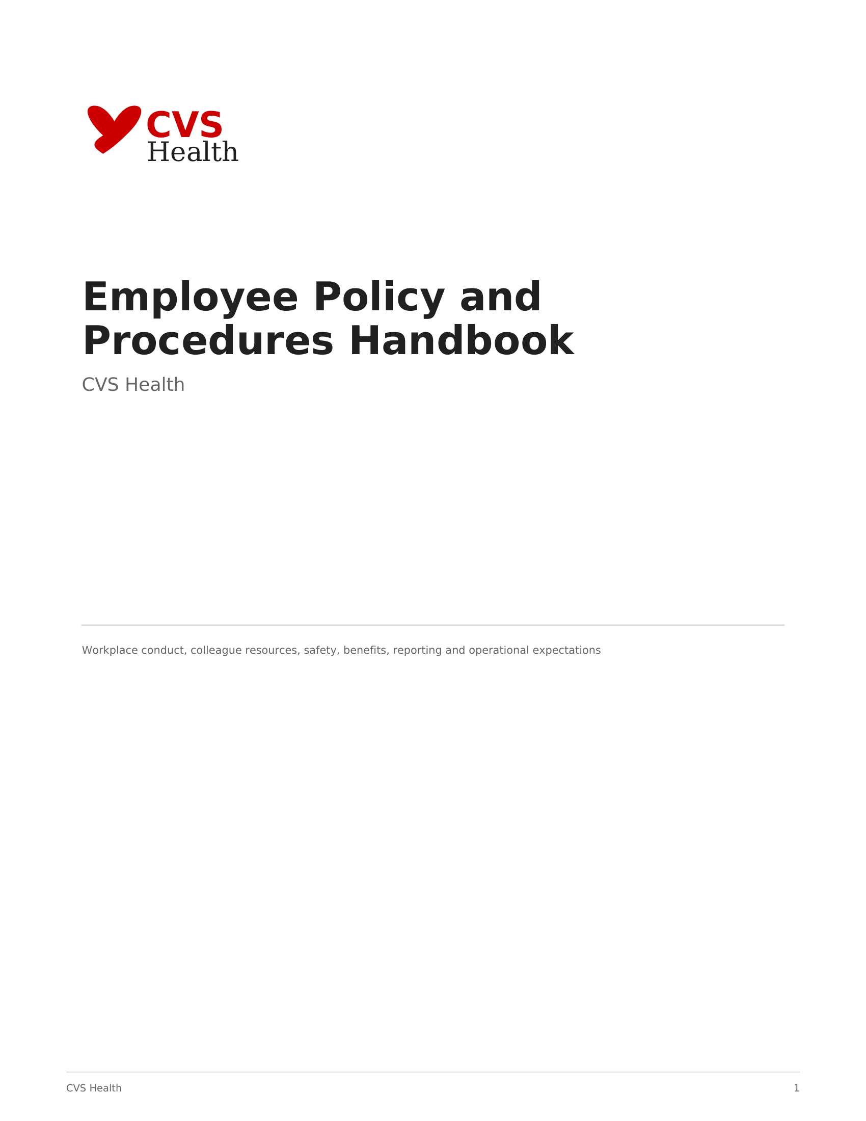 CVS Employee Policy and Procedures Handbook - Free AI Handbook Generator, 50+ Real Handbook Examples