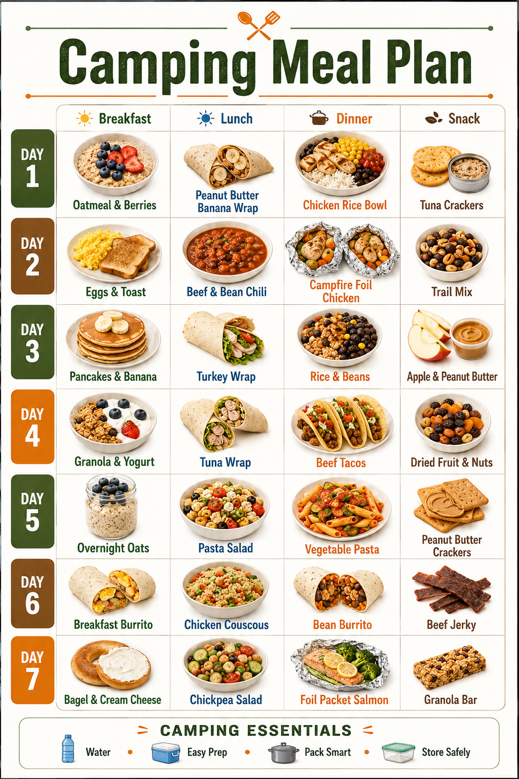 Camping Meal Plan - Free AI Meal Plan Generator, 50+ Real Meal Plan Examples