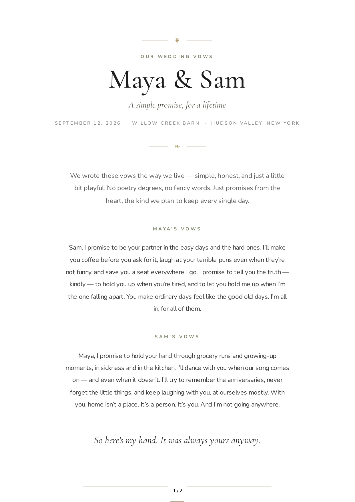 Casual Wedding Vows - Free AI Wedding Vows Generator, 50+ Real Wedding Vows Examples