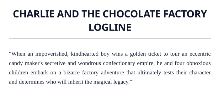 Charlie and the Chocolate Factory Logline - Free AI Logline Generator, 50+ Real Logline Examples