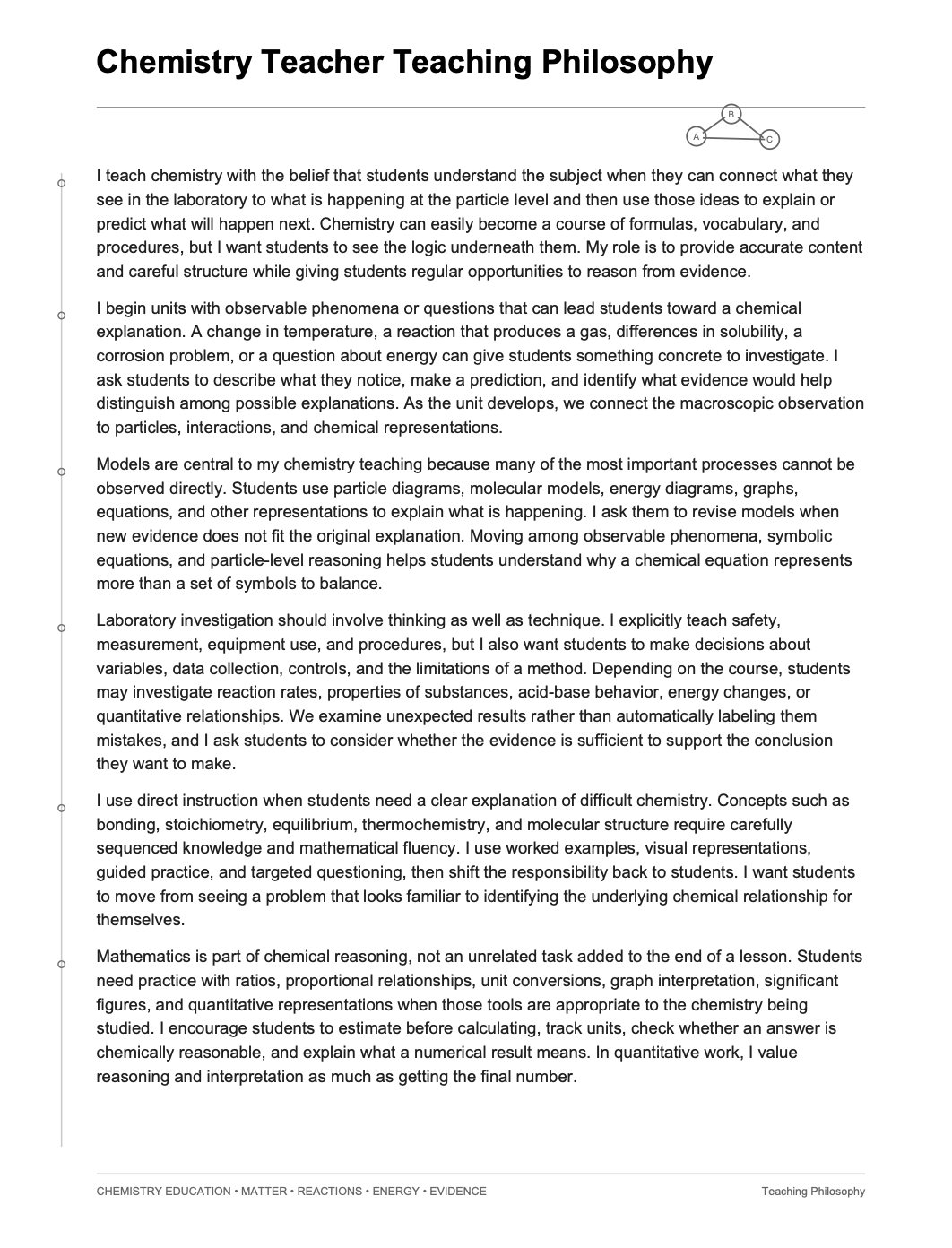 Chemistry Teacher Teaching Philosophy - AI Teaching Philosophy Generator, 50+ Real Teaching Philosophy Examples