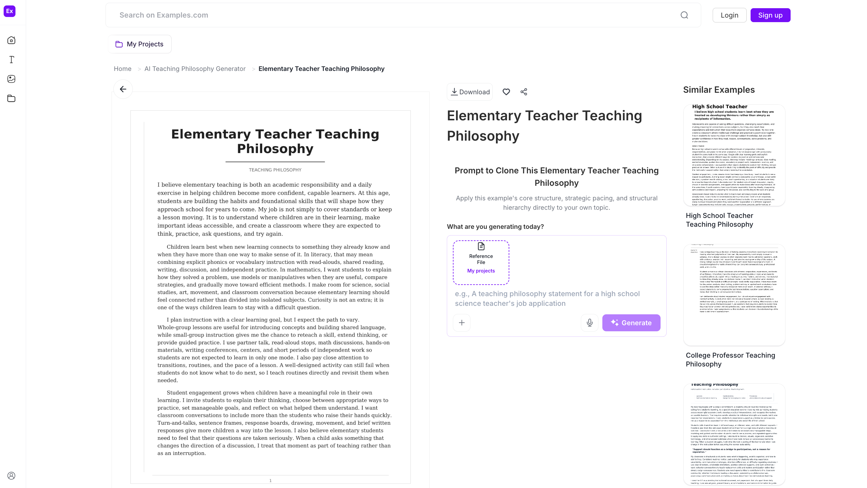Teaching Philosophy Examples