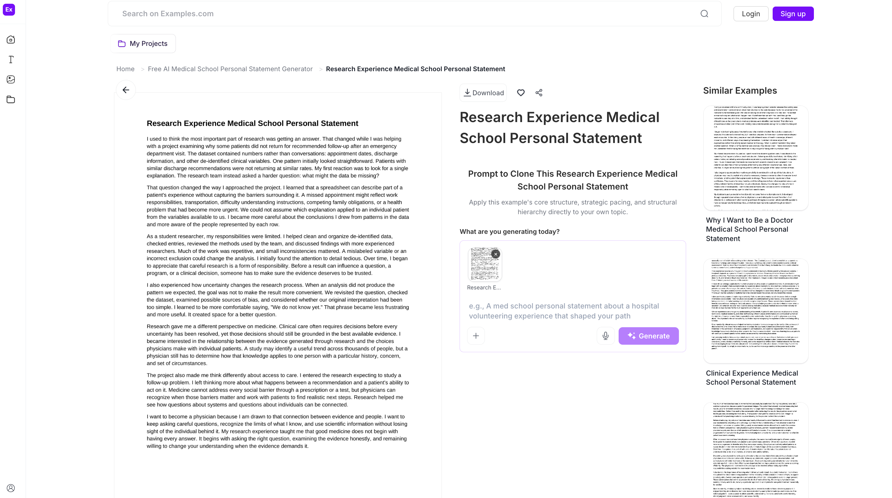 Medical School Personal Statement Examples