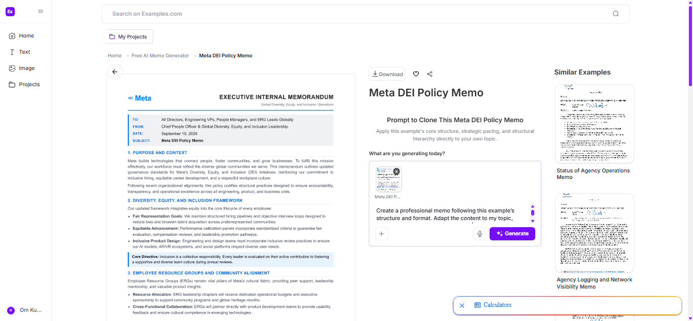 Memo Examples