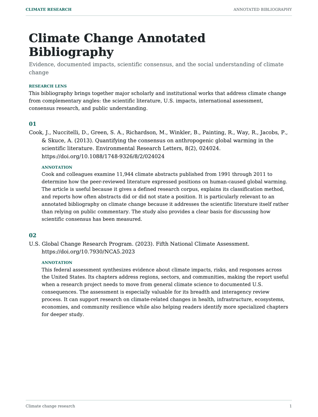 Climate Change Annotated Bibliography - Free AI Annotated Bibliography Generator, 50+ Real Annotated Bibliography Examples