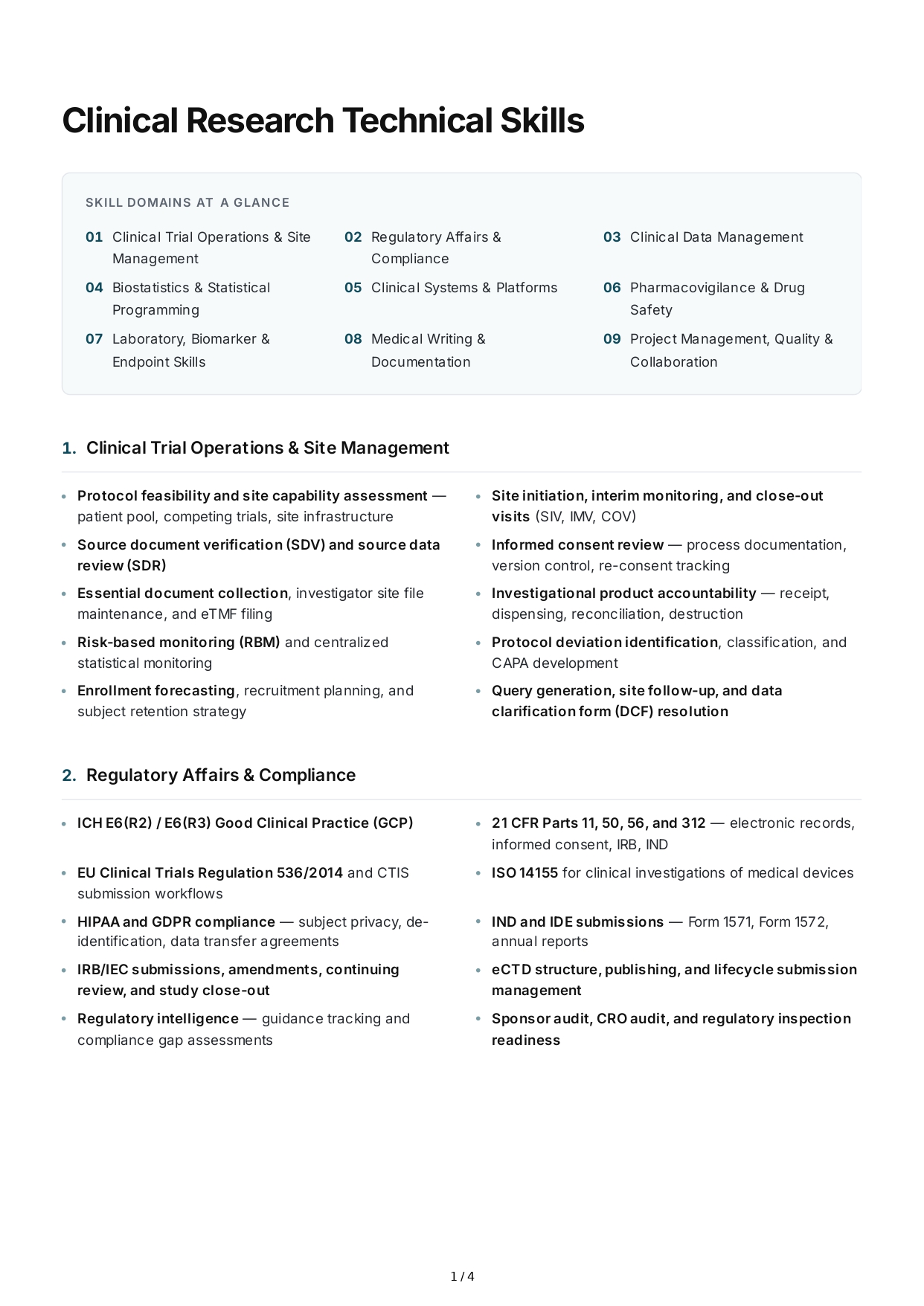 Clinical Research Technical Skills - Free AI Technical Skills Generator, 50+ Real Technical Skills Examples