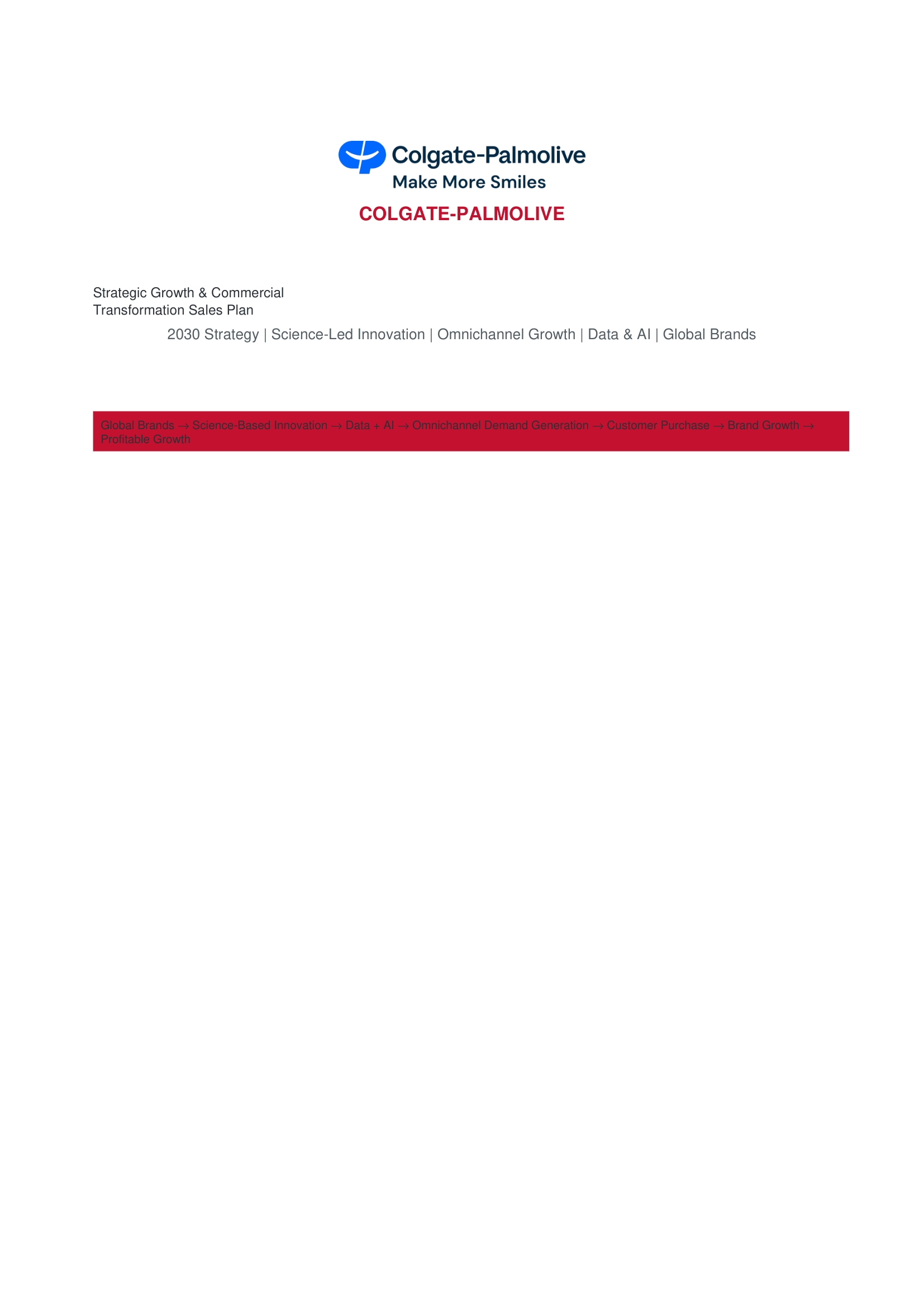 Colgate-Palmolive Strategic Growth & Commercial Transformation Sales Plan - Free AI Sales Plan Generator, 50+ Real Sales Plan Examples