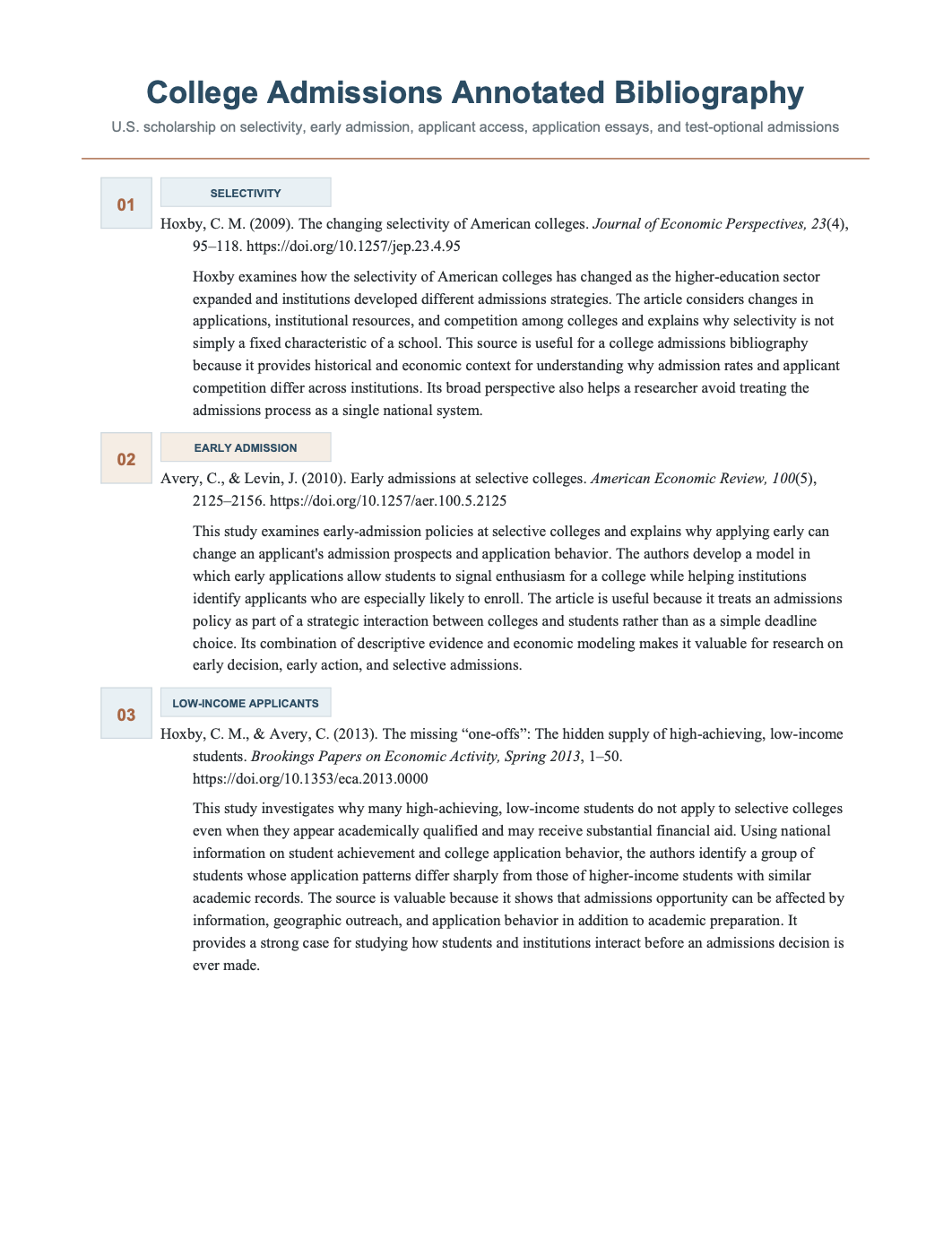College Admissions Annotated Bibliography - Free AI Annotated Bibliography Generator, 50+ Real Annotated Bibliography Examples