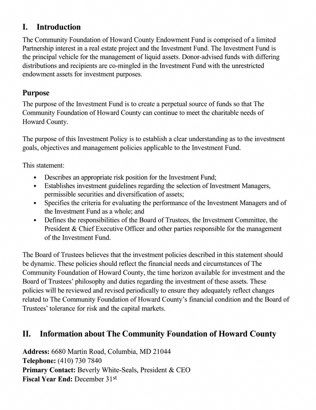 Community Foundation Investment Statement - Free AI Statement Generator, 50+ Real Statement Examples