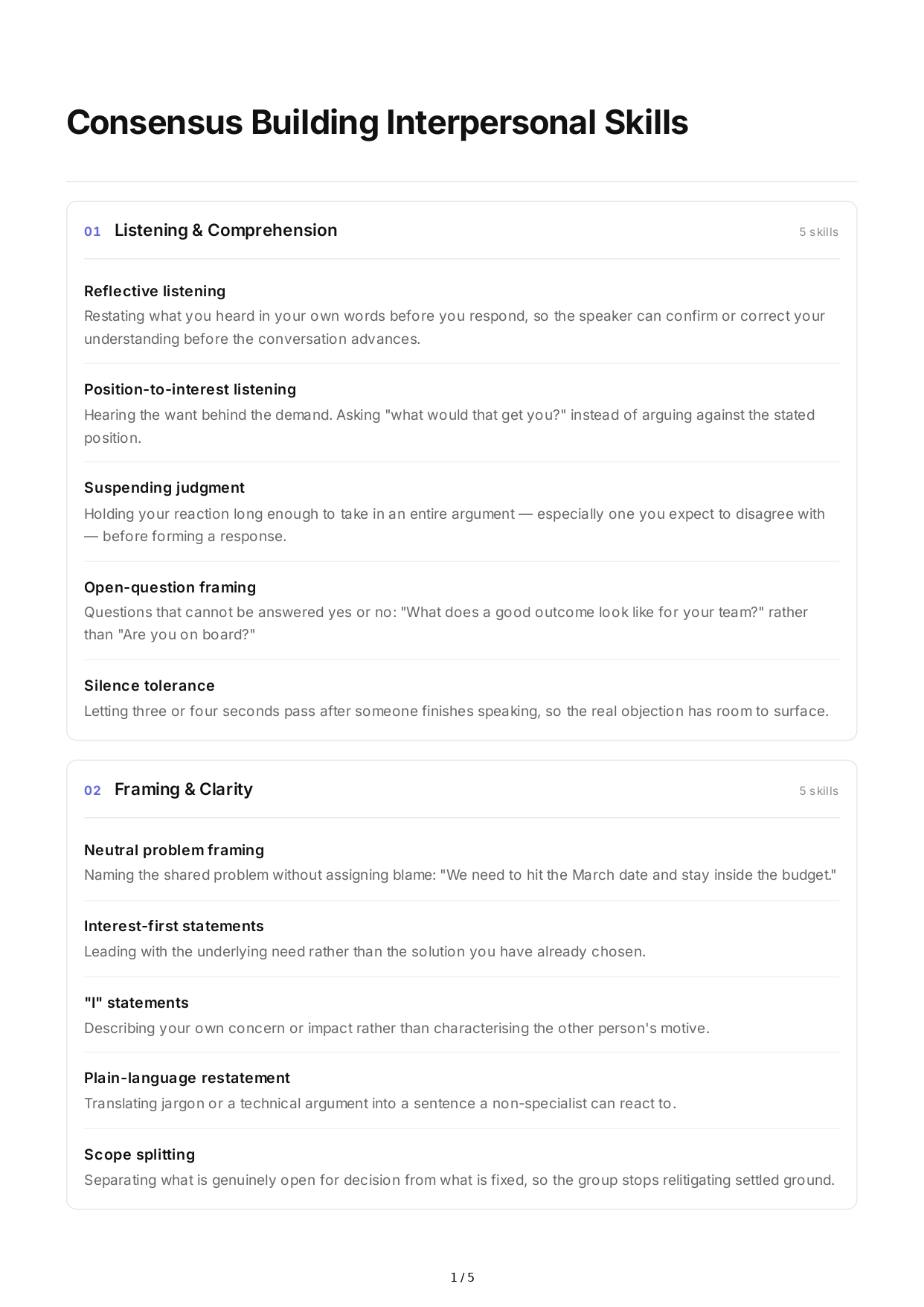 Consensus Building Interpersonal Skills - Free AI Interpersonal Skills Generator, 50+ Real Interpersonal Skills Examples