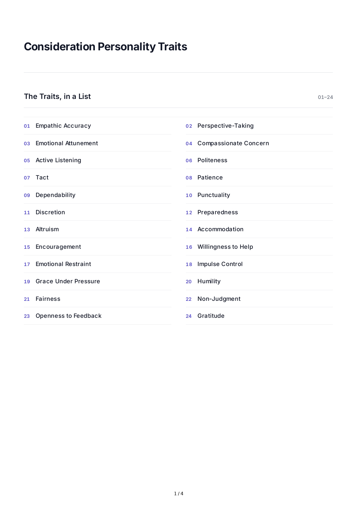 Consideration Personality Traits - Free AI Personality Traits Generator, 50+ Real Personality Traits Examples