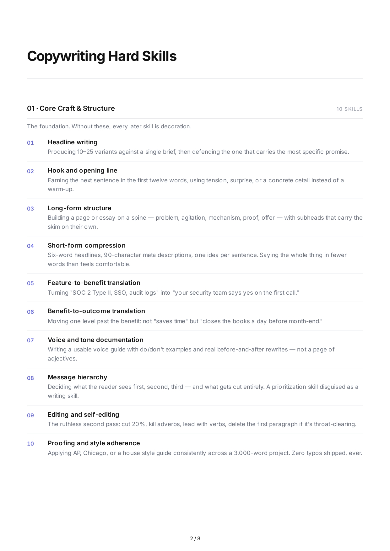 Copywriting Hard Skills - Free AI Hard Skills Generator, 50+ Real Hard Skills Examples