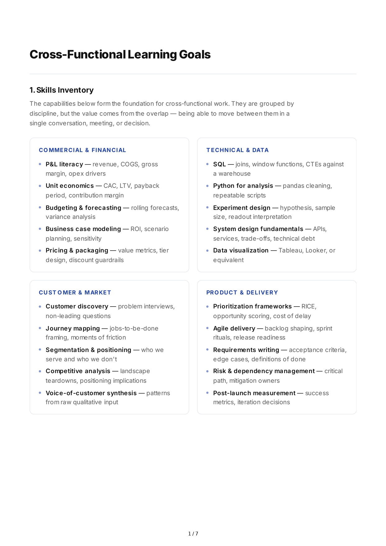Cross-Functional Learning Professional Goals - Free AI Professional Goals Generator, 50+ Real Professional Goals Examples