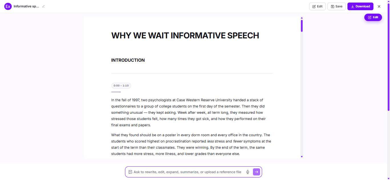 Informative Speech Examples
