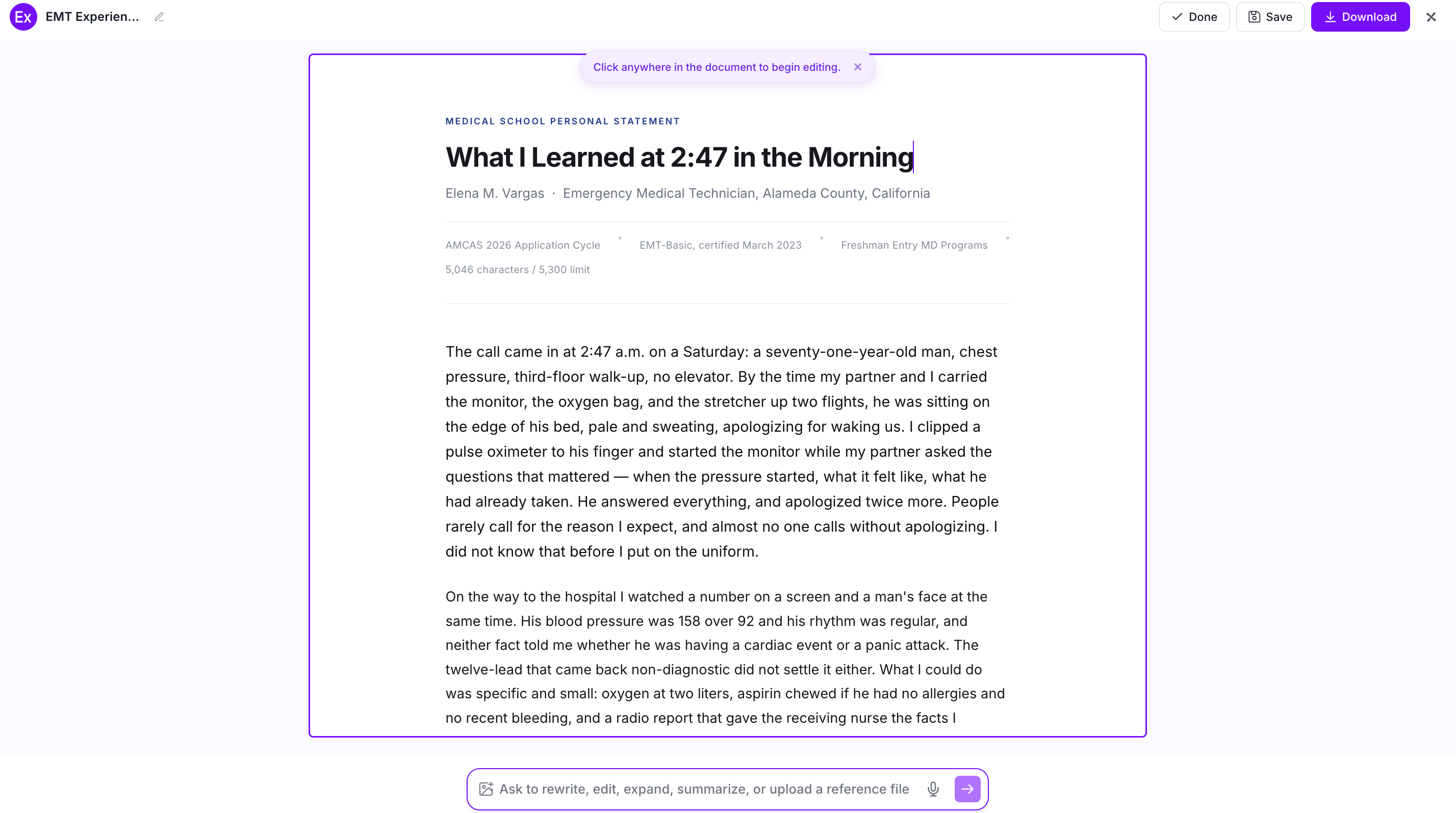 Medical School Personal Statement Examples
