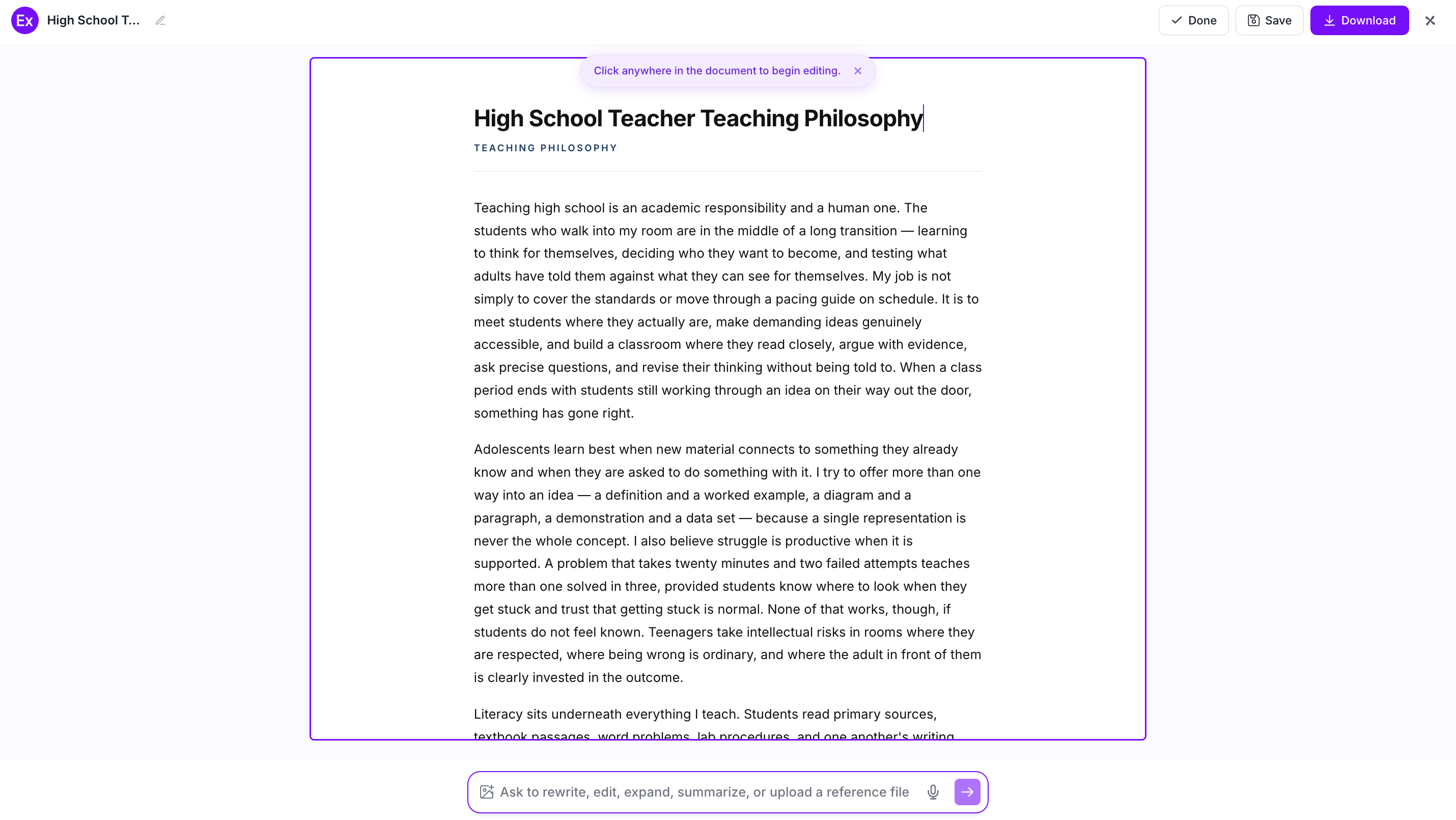 Teaching Philosophy Examples