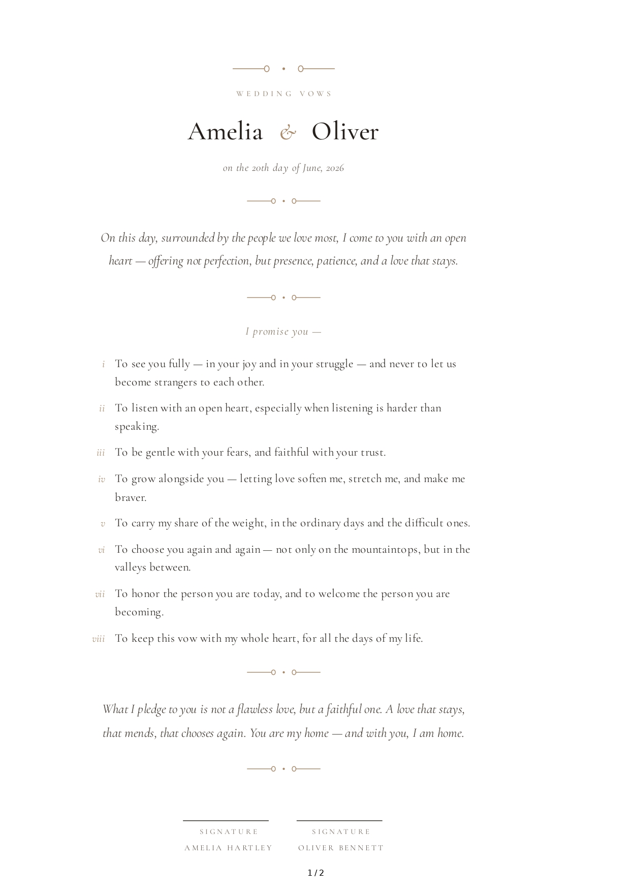 Deep Wedding Vows - Free AI Wedding Vows Generator, 50+ Real Wedding Vows Examples
