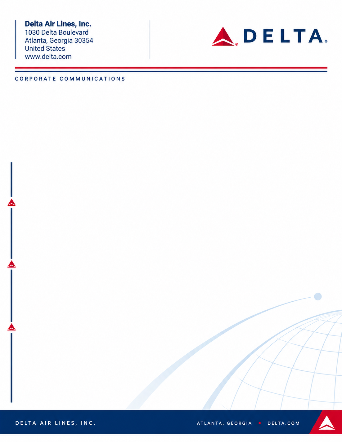 Delta Air Lines Letterhead - Free AI Letterhead Generator, 50+ Real Letterhead Examples