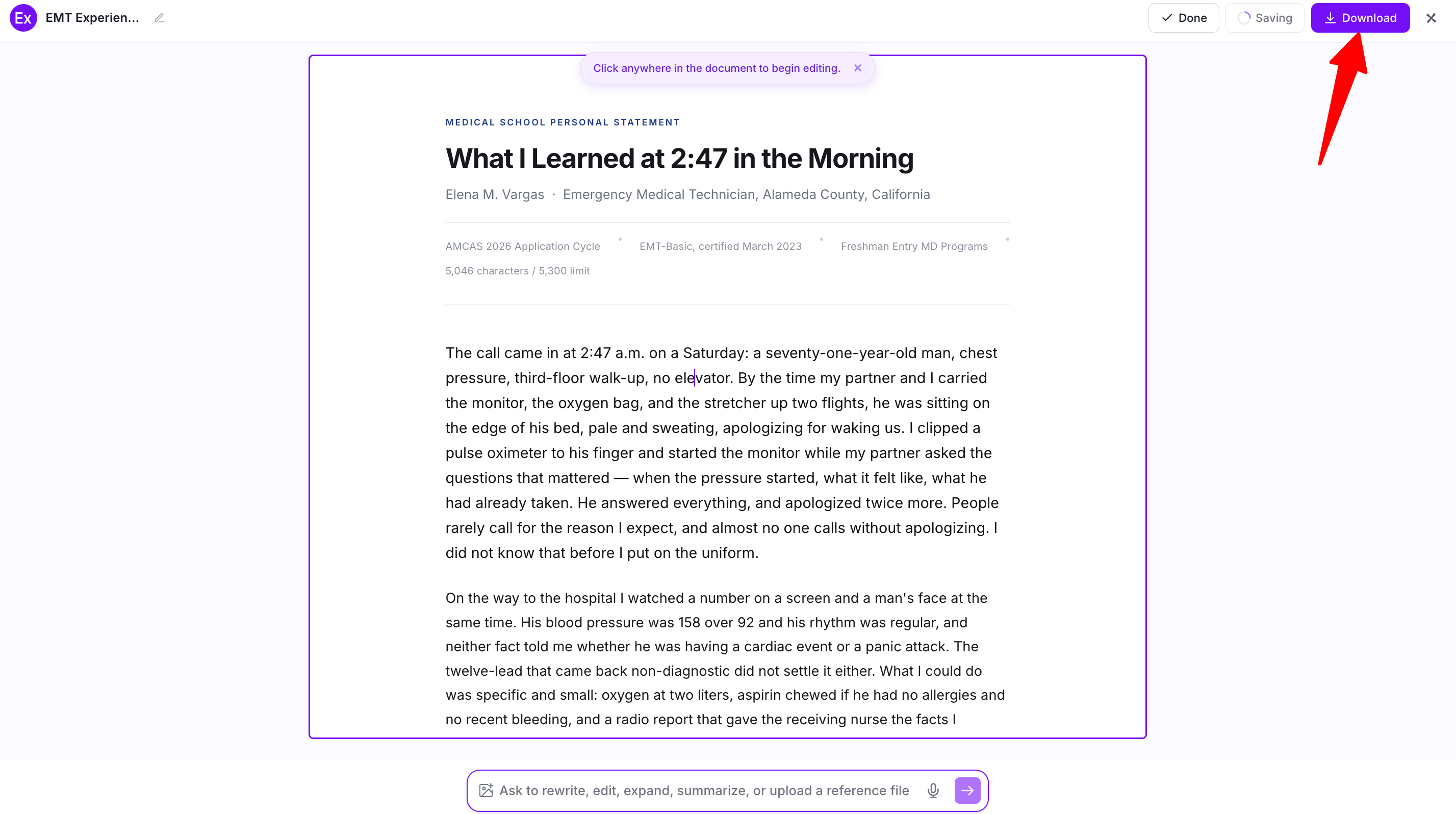 Medical School Personal Statement Examples