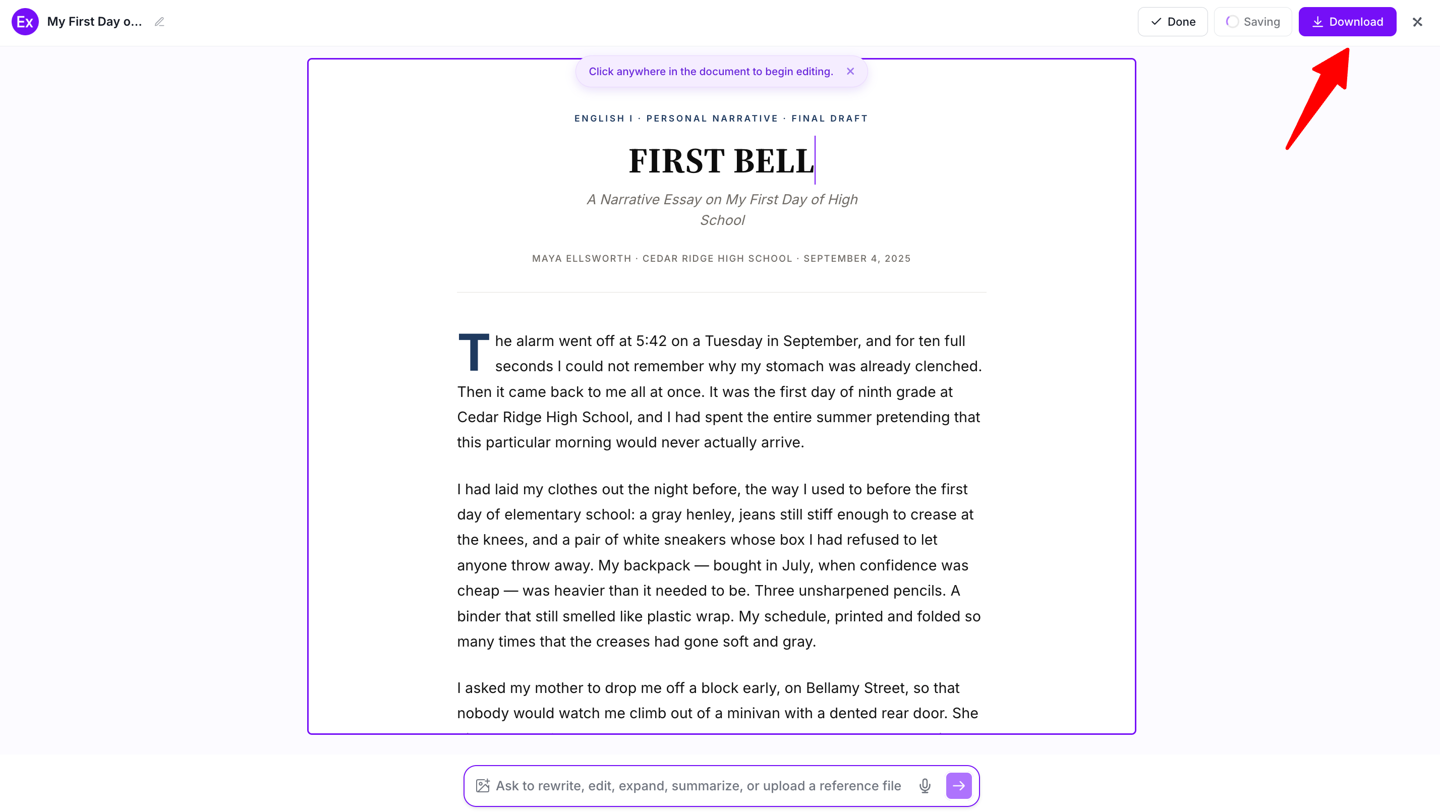 Narrative Essay Examples