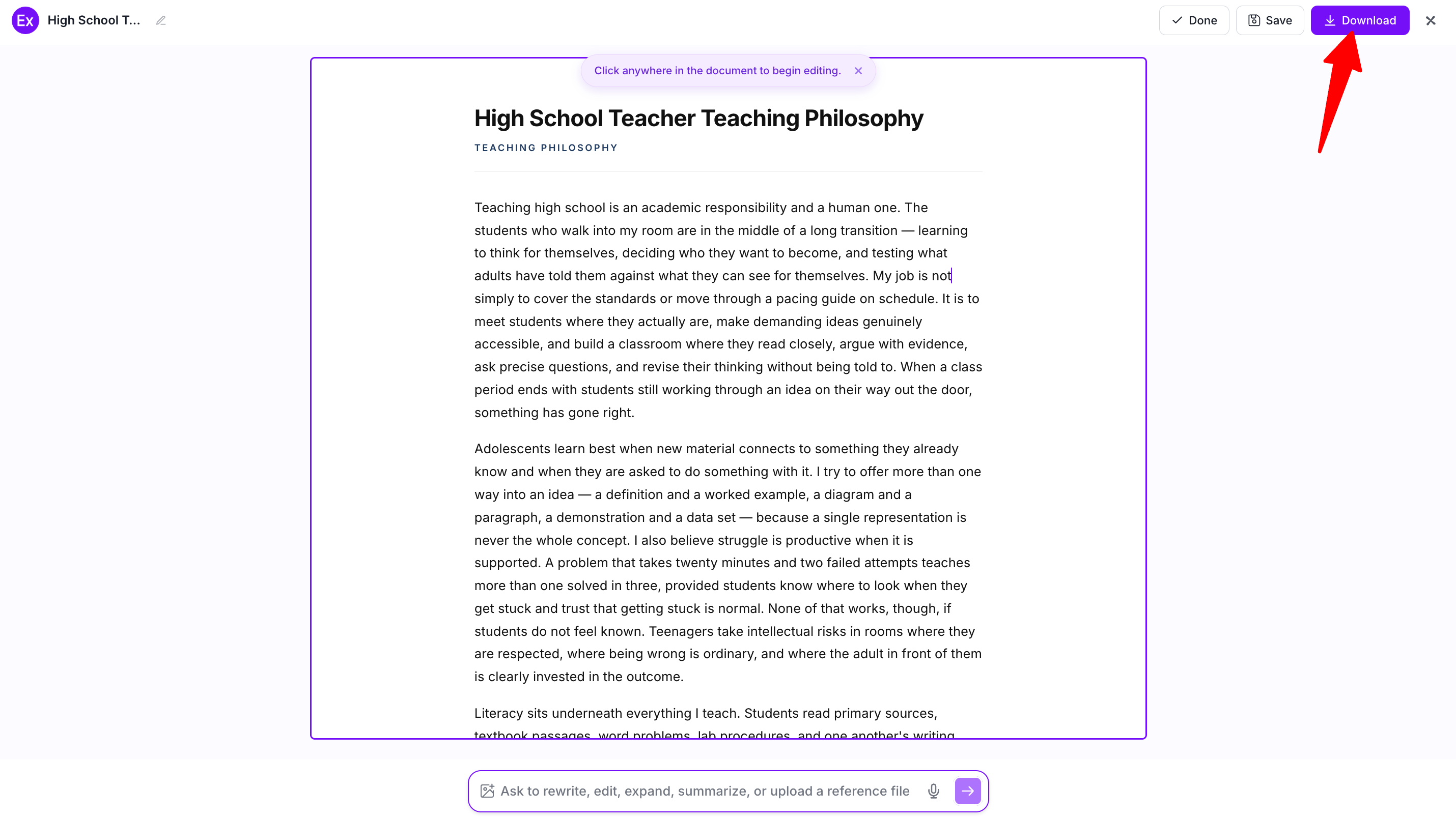Teaching Philosophy Examples