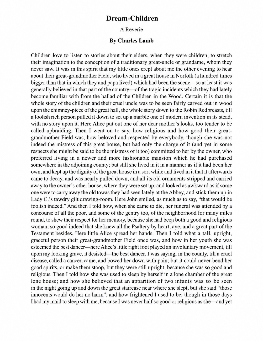 Dream Children Essay - Free AI Essay Generator, 50+ Real Essay Examples