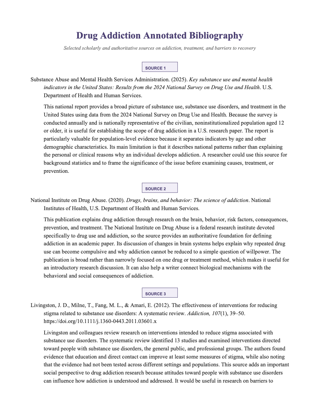 Drug Addiction Annotated Bibliography - Free AI Annotated Bibliography Generator, 50+ Real Annotated Bibliography Examples