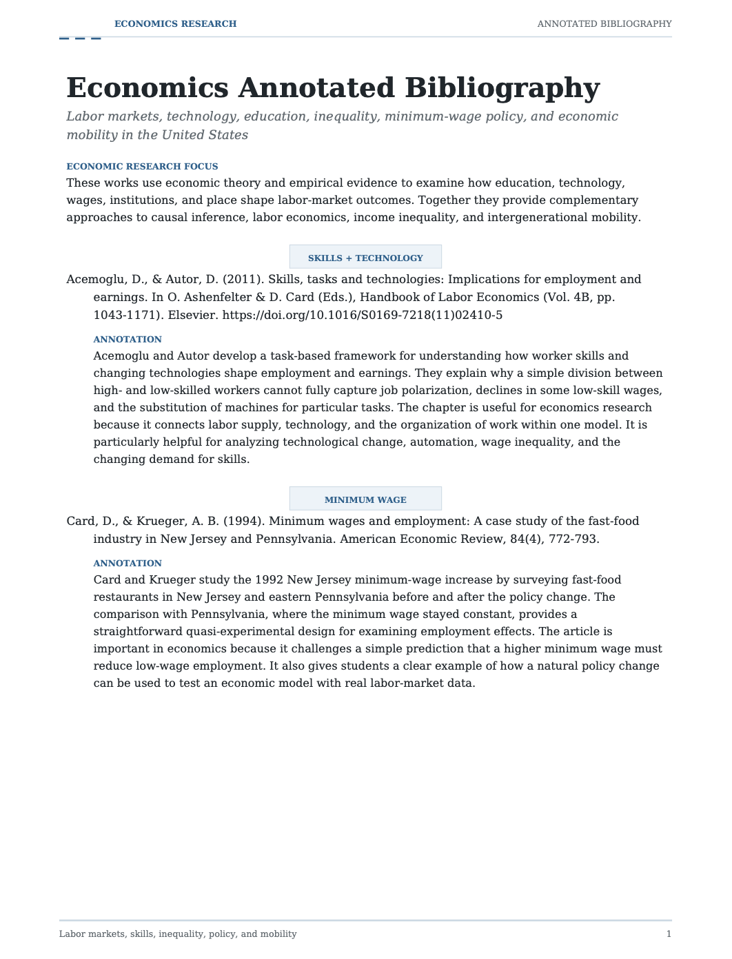Economics Annotated Bibliography - Free AI Annotated Bibliography Generator, 50+ Real Annotated Bibliography Examples