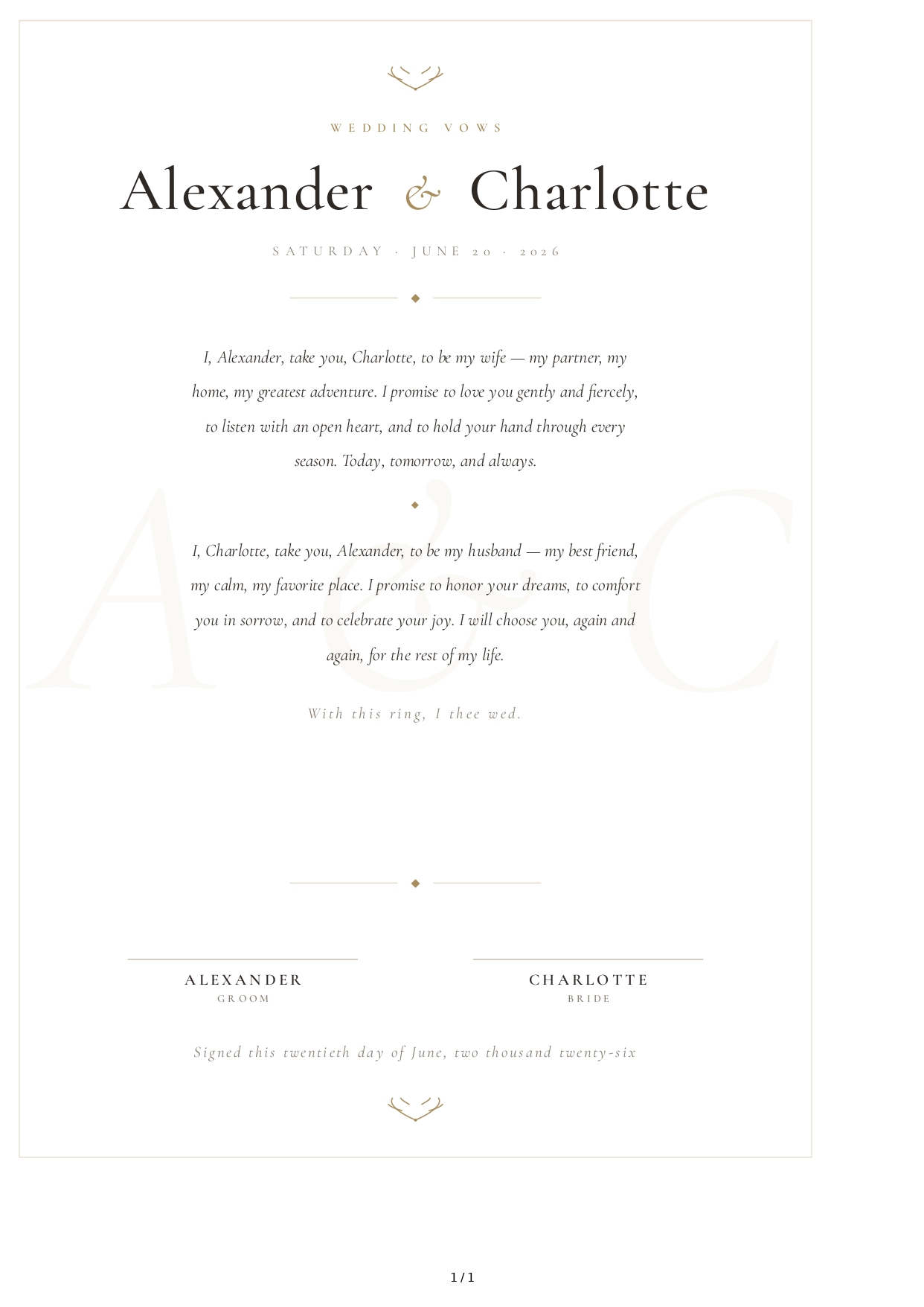 Elegant Wedding Vows - Free AI Wedding Vows Generator, 50+ Real Wedding Vows Examples