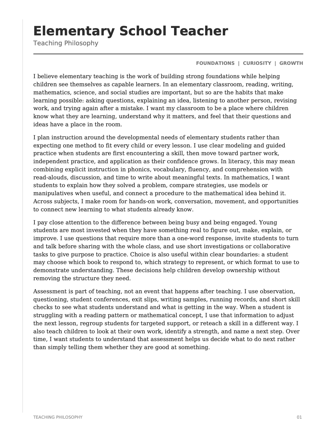 Elementary School Teacher Teaching Philosophy - AI Teaching Philosophy Generator, 50+ Real Teaching Philosophy Examples