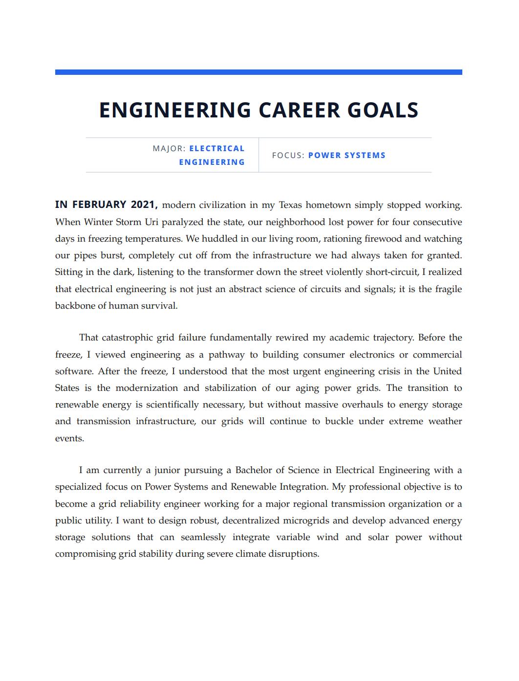 Engineering Career Goals Scholarship Essay - Free AI Scholarship Essay Generator, 50+ Real Scholarship Essay Examples