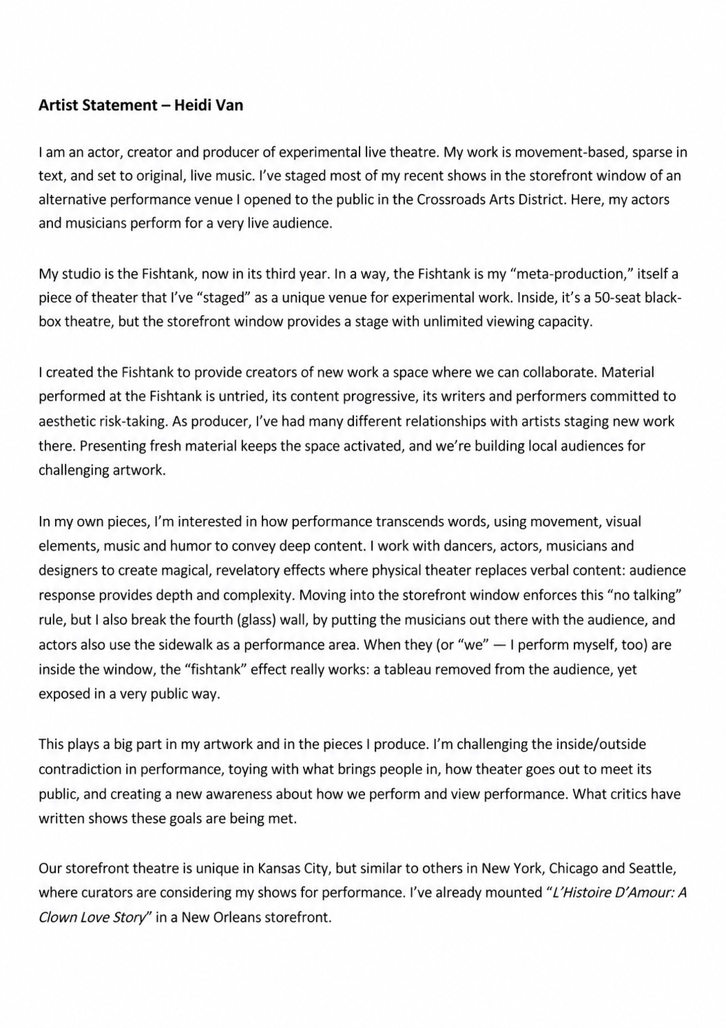 Experimental Theatre Artist Statement - Free AI Statement Generator, 50+ Real Statement Examples