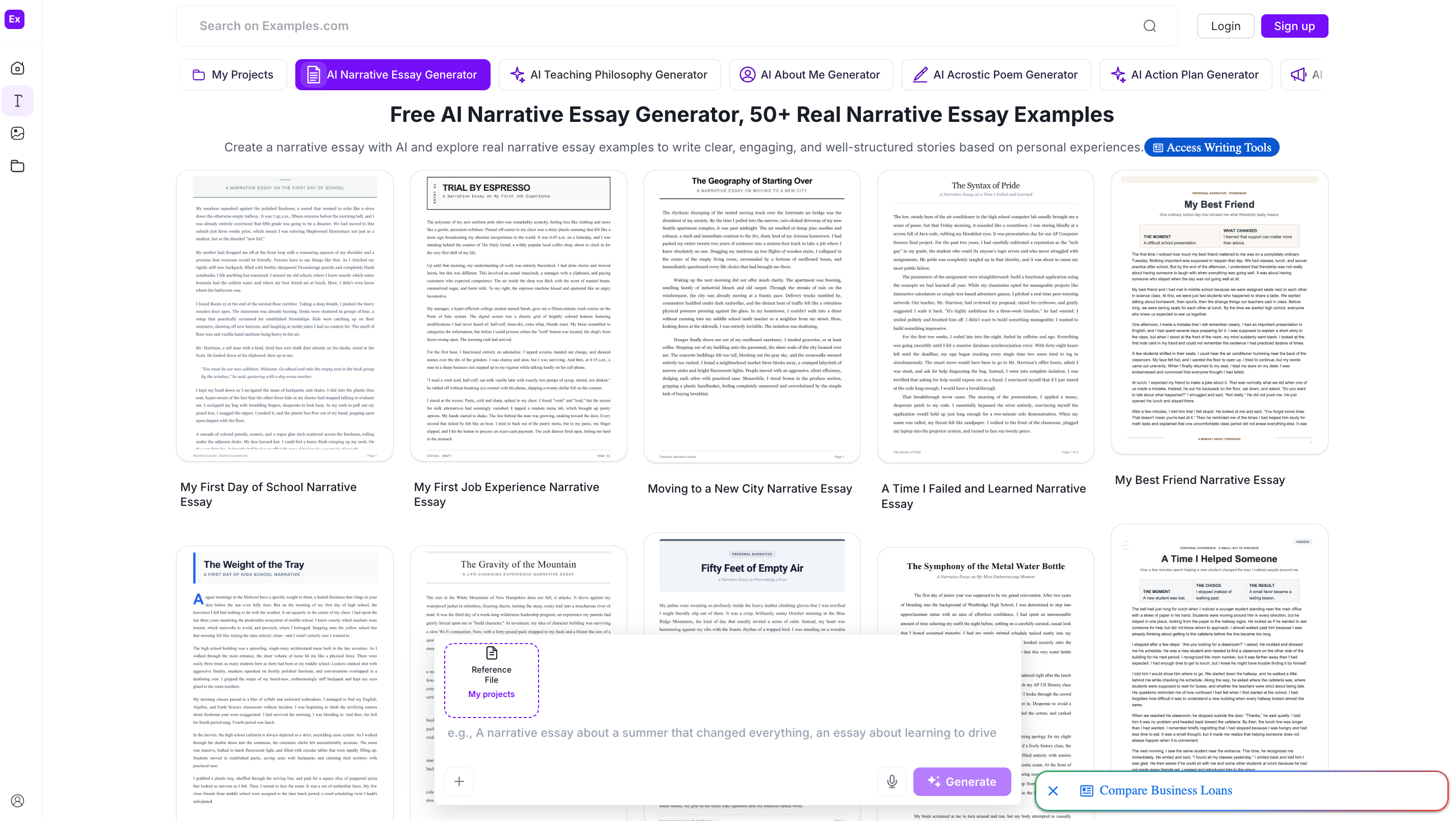 Narrative Essay Examples