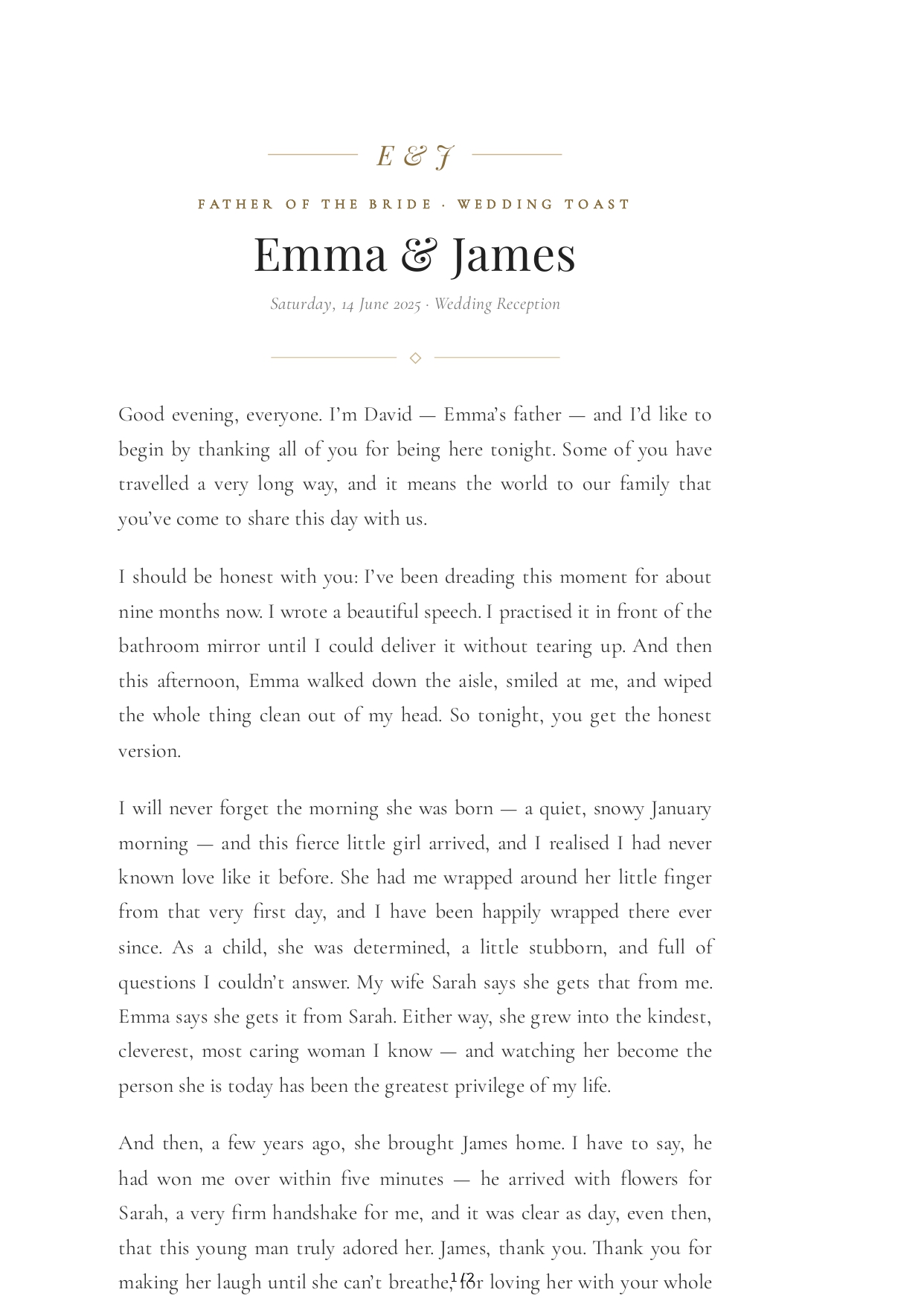 Father of the Bride Wedding Toast - Free AI Wedding Toast Generator, 50+ Real Wedding Toast Examples