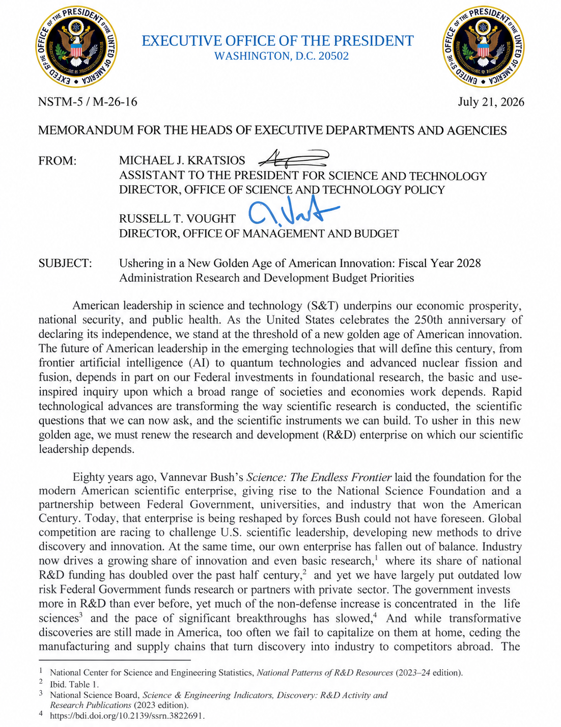 Federal Research and Development Budget Priorities Memo - Free AI Memo Generator, 50+ Real Memo Examples