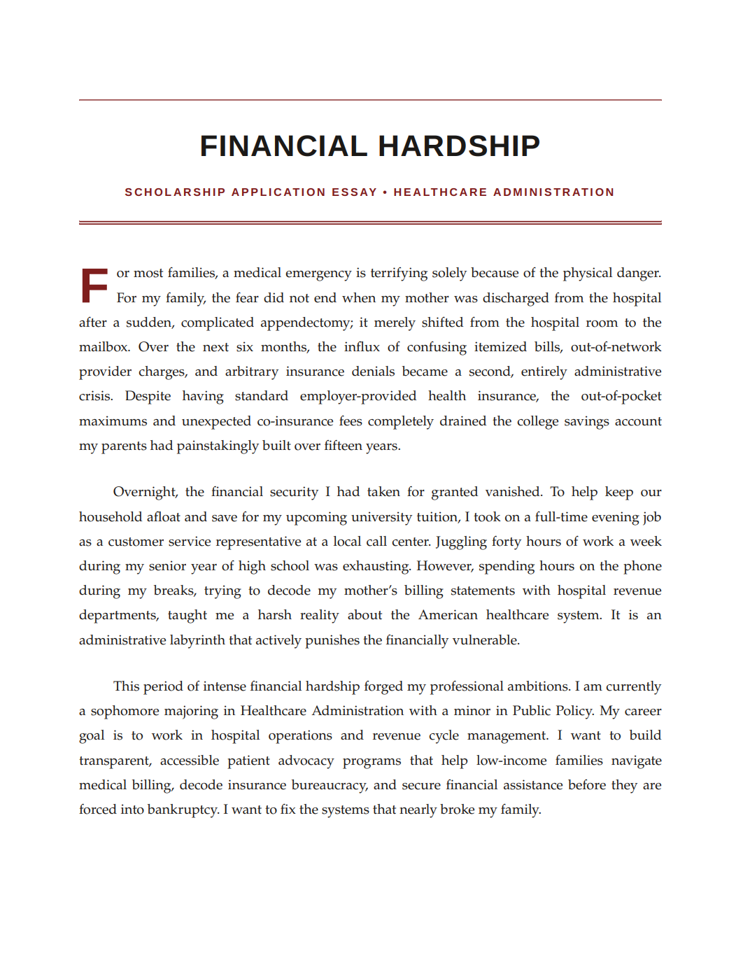 Financial Hardship Scholarship Essay - Free AI Scholarship Essay Generator, 50+ Real Scholarship Essay Examples