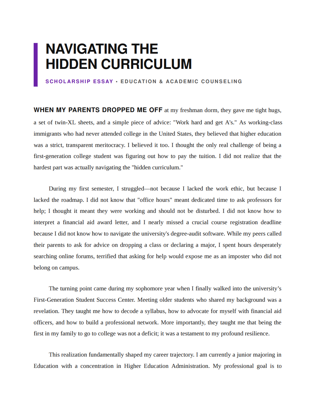 First Generation Student Challenges Scholarship Essay - Free AI Scholarship Essay Generator, 50+ Real Scholarship Essay Examples