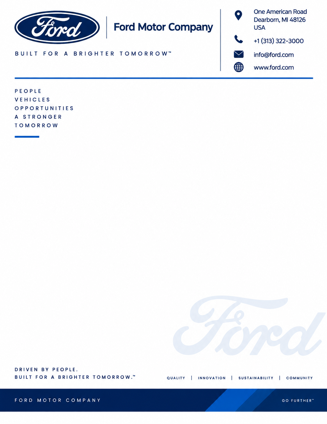 Ford Motor Company Letterhead - Free AI Letterhead Generator, 50+ Real Letterhead Examples