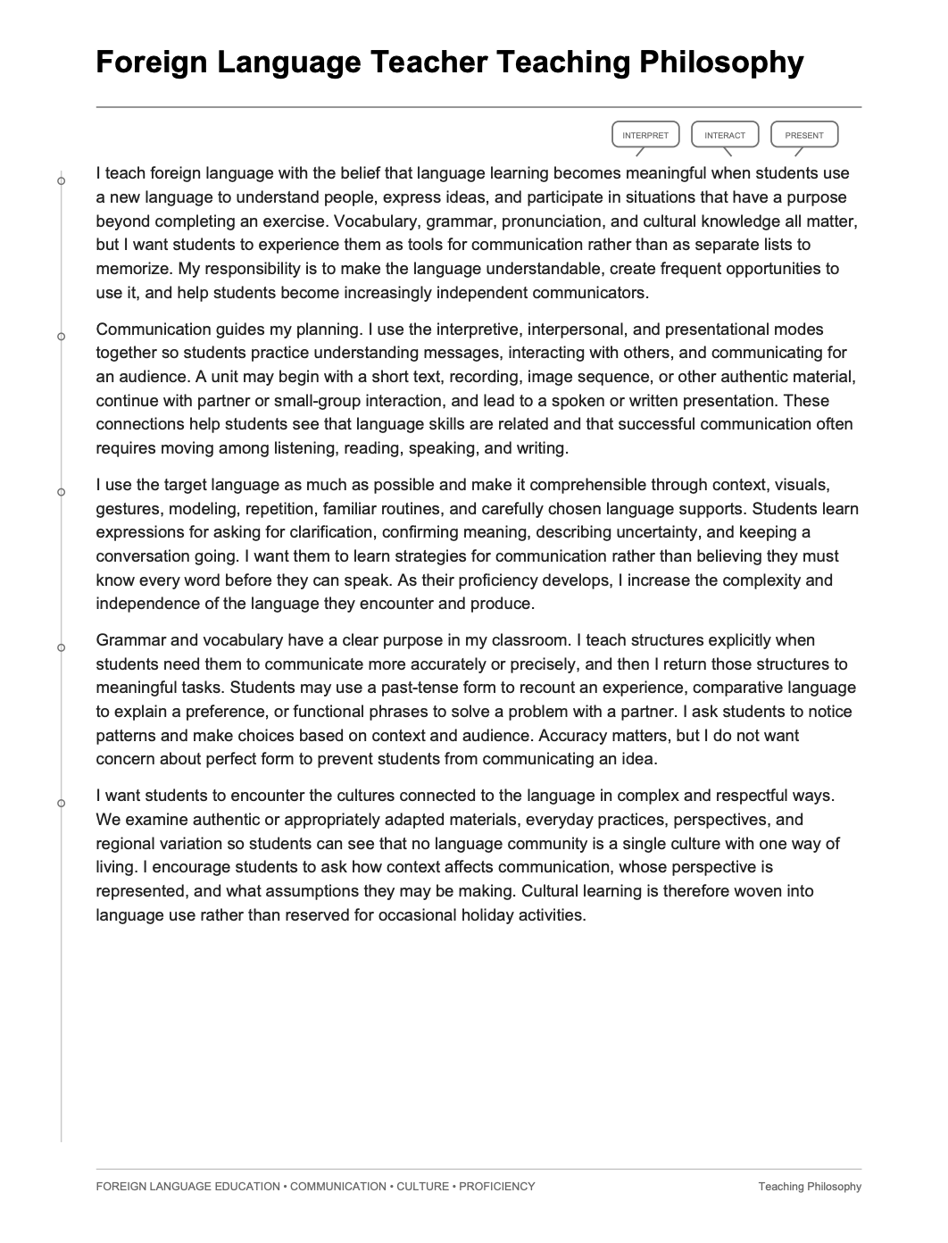 Foreign Language Teacher Teaching Philosophy - AI Teaching Philosophy Generator, 50+ Real Teaching Philosophy Examples