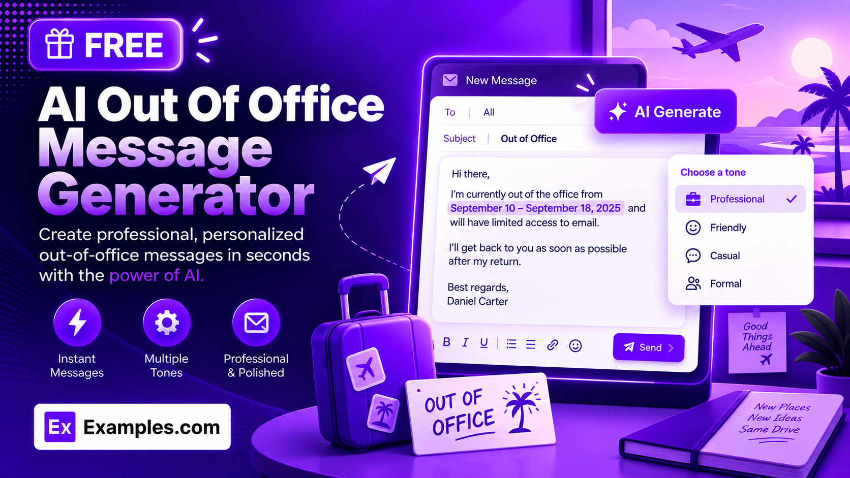 Free AI Out Of Office Message Generator