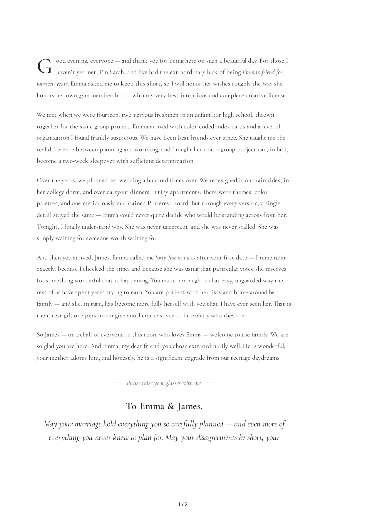 Friend of the Bride Wedding Toast - Free AI Wedding Toast Generator, 50+ Real Wedding Toast Examples