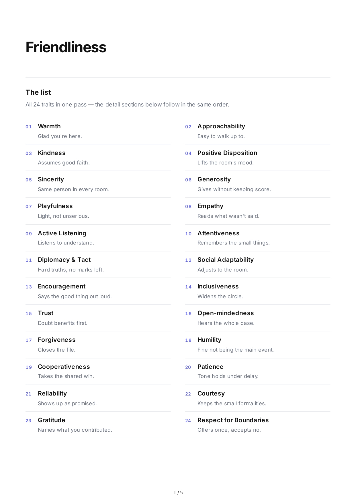Friendliness Personality Traits - Free AI Personality Traits Generator, 50+ Real Personality Traits Examples